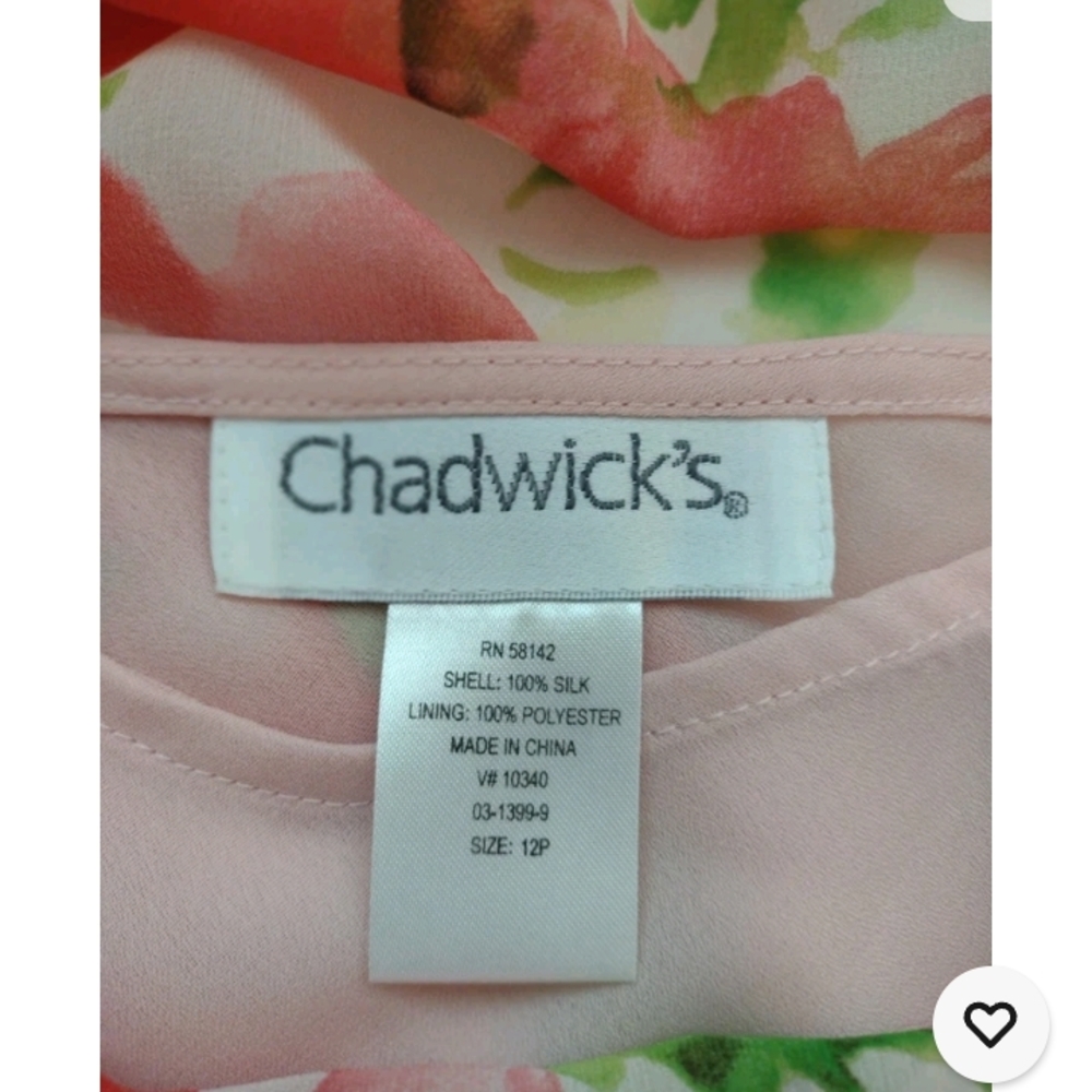 Chadwicks 12P Pink and Green Floral Maxi Dress Side Zip Tie Belt - Picture 3 of 8